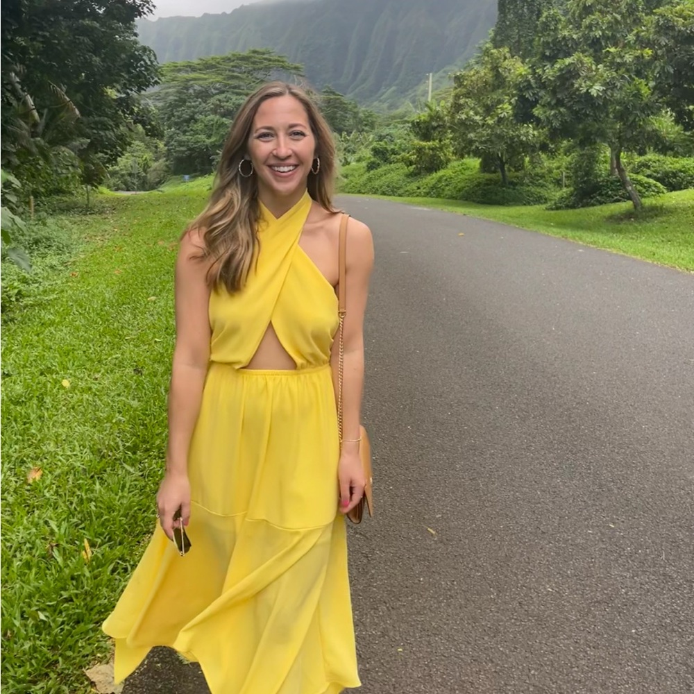 Vici Yellow Halter Sundress Sleeveless Resort Wear
